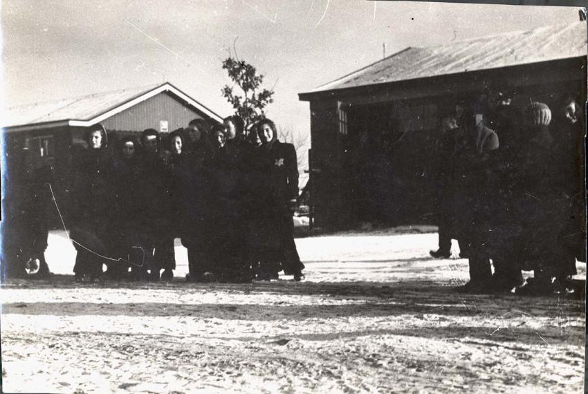 Westerbork, Holland, Jewish women wearing the Jewish badge in the camp